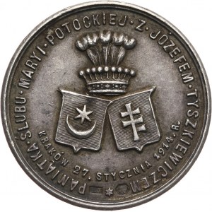 Polska pod zaborami, medal srebrny z 1914 roku, Pamiątka ślubu Marii Potockiej i Józefa Tyszkiewiczów