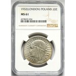 II RP, 10 złotych 1932, Londyn, głowa kobiety