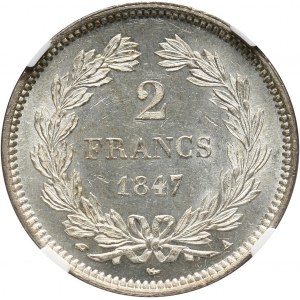 France, Louis Philippe I, 2 Francs 1847 A, Paris