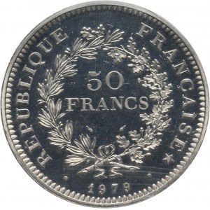 France, V Republic, 50 Francs 1979, Piefort, platinum