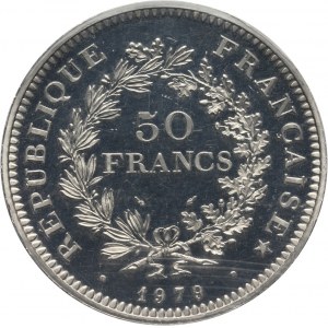 Francja, V Republika, 50 franków 1979, PIEFORT, platyna