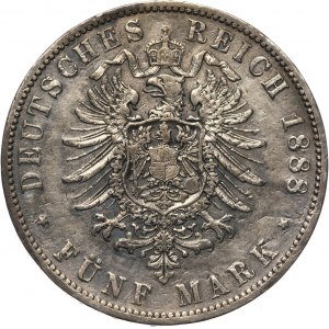 Germany, Prussia, Wilhelm II, 5 Marks 1888 A, Berlin