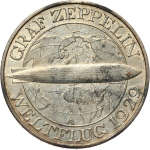 Germany, Weimar Republic, 3 Mark 1930 A, Berlin, Zeppelin