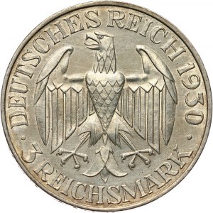 Germany, Weimar Republic, 3 Mark 1930 A, Berlin, Zeppelin