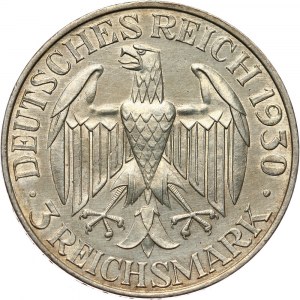 Niemcy, Republika Weimarska, 3 marki 1930 A, Berlin, Zeppelin