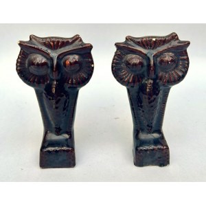 Paar 'Eulen'-Figuren aus Keramik, Millennium, Polen, 1960er/70er Jahre