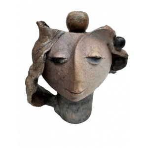 Keramikvase und Kerzenhalter Kopf einer Frau, Entwurf Małgorzata Swolkień, Polen 1989
