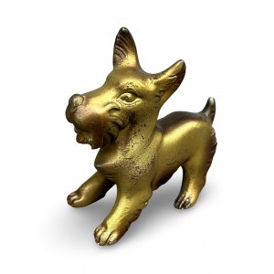 Terrier figurine, metal alloy, schagmetal, Western Europe, 2nd third of 20th century.