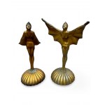 Dwie Figurki Tancerki, w stylu projektów Josefa Lorenza, lata 20/30 XXw., Europa Zachodnia