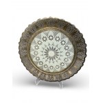 Crowned platter, plated metal, glass. 1930s, 20th c.