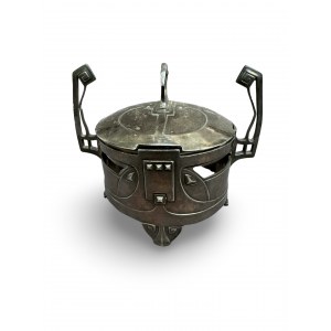 Art Nouveau sugar bowl, in the style of WMF products, nickel silver, 1930s.