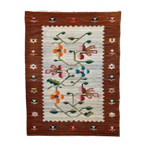 Kilim kwiatowy Art Deco. Wytwórnia Gliniany, Polska, lata 30-te XX w.