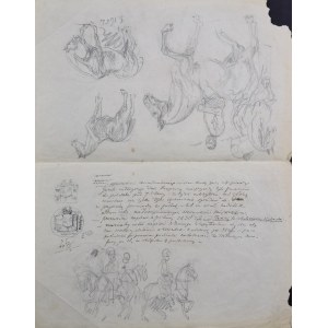 Piotr MICHAŁOWSKI (1800-1855), Sketches of figures on horses with notes