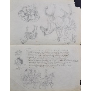 Piotr MICHAŁOWSKI (1800-1855), Szkice postaci na koniach z notatkami