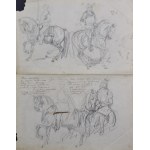 Piotr MICHAŁOWSKI (1800-1855), Náčrty postáv na koňoch s poznámkami