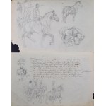 Piotr MICHAŁOWSKI (1800-1855), Náčrty postáv na koňoch s poznámkami