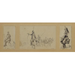 Edouard DETAILLE (1848-1912), Military - three drawings in a common frame, 1884