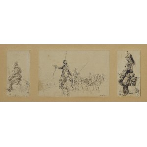 Edouard DETAILLE (1848-1912), Armáda - tri kresby v spoločnom ráme, 1884