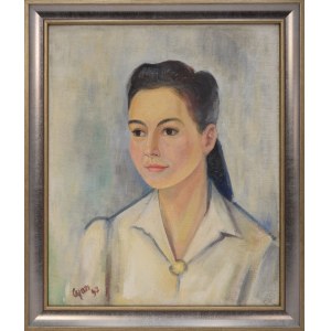 Zdzisław CYANKIEWICZ - CYAN (1912-1981), Porträt einer Frau in weißer Bluse, 1947