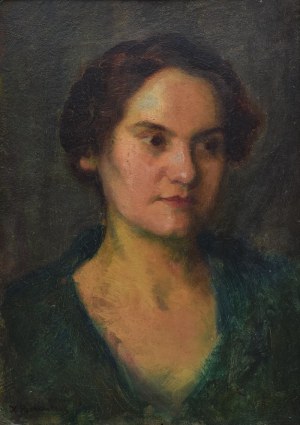Kazimierz Teofil POCHWALSKI (1855-1940), Portret kobiety w zielonej bluzce