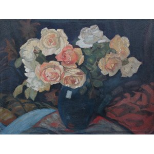 Janina NOWOTNOWA (1883-1963), Yellow roses in a vase, 1935