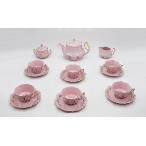 Haas &amp; Czjzek Porcelain Factory, Pink tea service with floral decoration