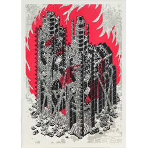 Mariusz Waras (M-City) (geb. 1978), Ohne Titel (Die Kathedrale brennt), 2020