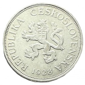 ČSR 5 Koruna 1928 Industrial factory,value , variant “A“ short wave on edge
