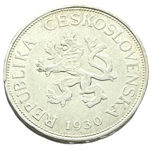 ČSR 5 Koruna 1930 Industrial factory,value , variant “B“ long wave on edge