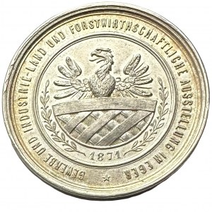 Germany Ag Medal Eger (Cheb) 1871 Trade, industry,agriculture and forestry