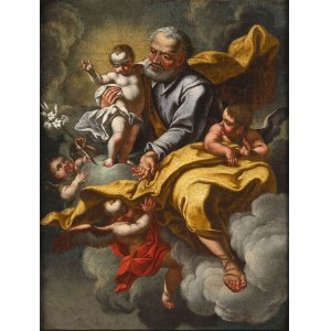Italian master 18th century, Saint Joseph, Baby Jesus and Angels