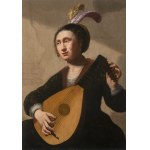 Attributed to Jan Hermansz van Bijlert (1597 or 1598 - November 1671), Woman Tuning a Theorbo