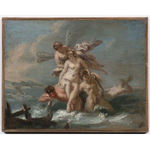 French painter of 18th century, Sea Landscape with Amphitrite carried bz Tritons