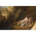 Gaspard Dughet (1615-1675) - cerchio, Paesaggio meridionale con amanti (Venere e Adone?)