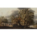 Jan van Goyen (1596-1656) - Attribuito, Coppia di paesaggi di villaggio