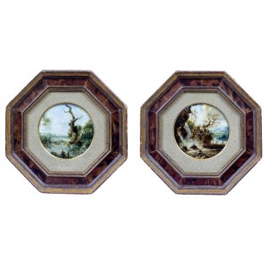 European School 17th century, Pair of small landscapes