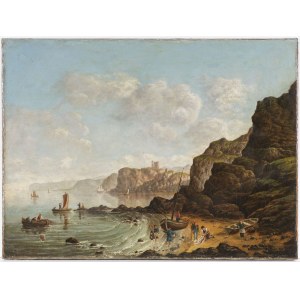 Artist of 19th Century, Coastal Landscape with Fishermen (Yorkshire Coast)