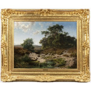 Paul Joseph Constantin Gabriël (1828 - 1903), Wooded Landscape with Watercourse and Staffage Figures