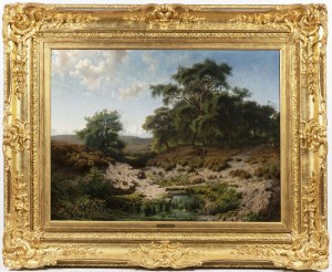 Paul Joseph Constantin Gabriël (1828 - 1903), Wooded Landscape with Watercourse and Staffage Figures