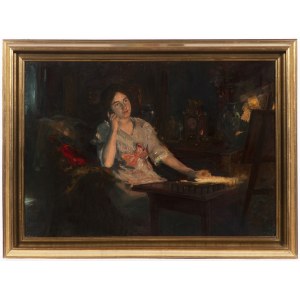 19th century Austrian painter, Young woman at the desk