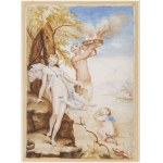 19th century painter, Venus, Cupid and Satyr