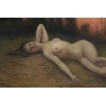 Unknown Artist, Late 19th Century, Naked beauty in the sunset