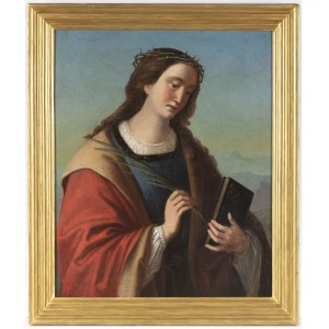 German master 18th Century, St. Catherine of Alexandria with Crown of Thorns, Palm Branch and Book