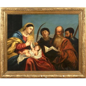 Painter of the 19th century, Madonna and Child with Saint Stephen, Saint Jerome and Saint Maurice