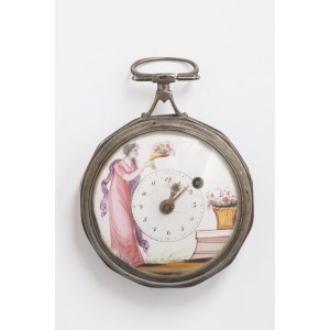 Silver spindle/snail chain pocket watch from around 1800