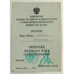 III RP, Odznaka Weterana Walk o Niepodległość z legitymacją (111)