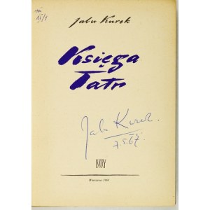 KUREK J. – Księga Tatr. 1966. Z podpisem autora.