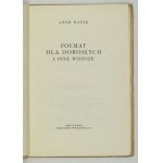 WAZYK A. - A poem for adults and other poems. 1st ed.