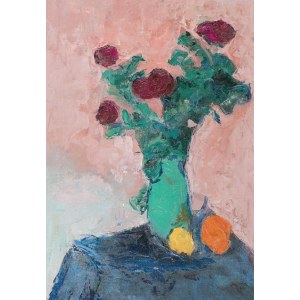 Wlodzimierz TERLIKOWSKI, Two-sided painting: PORTRET PAN A. ARESSY / STILL LIFE WITH A BOUQUET OF ROSES, 1921