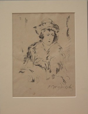 Stanisław Borysowski(1906-1988),Portret kobiety w futrze